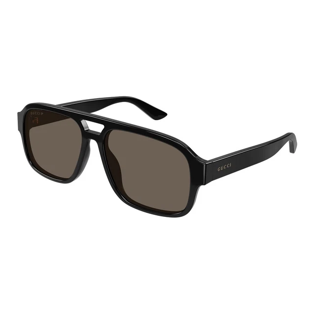 New Authentic  GG1342S 002 Shiny Black/Dark Brown Polarized --