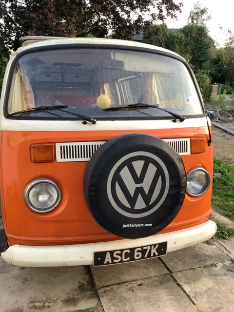 VW T2 Camper Van 1972 Bay Crossover Window Colour Orange /white