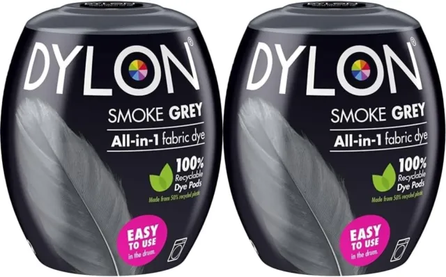 Dylon Washing Machine Fabric Dye Pod, Smoke Grey, 2 Packs of 350g