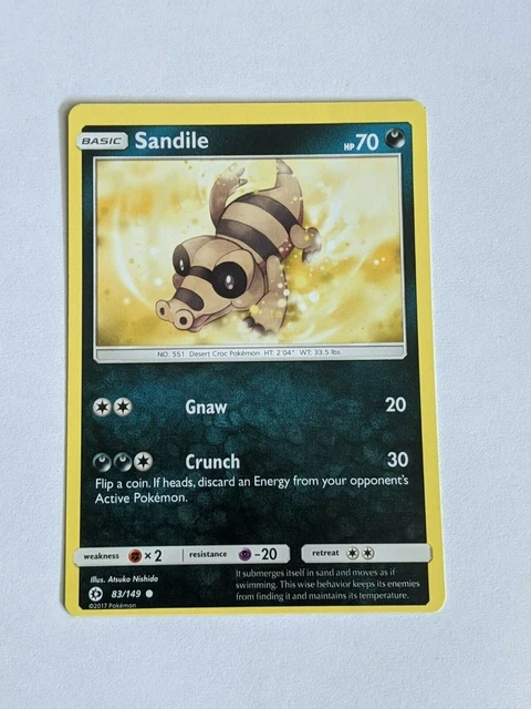 SANDILE POKEMON CARD 83/149 MISCUT OFF CENTER ERROR MISPRINT *VERY RARE* $19.99 - PicClick SANDILE POKEMON CARD 83/149 MISCUT OFF CENTER ERROR MISPRINT *VERY RARE* $19.99 - PicClick