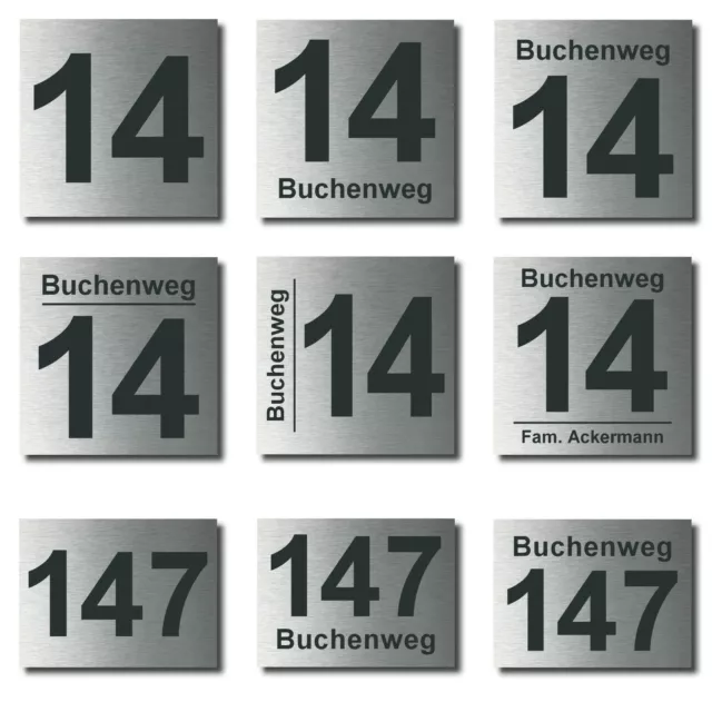 Hausnummer Hausnummernschild - Edelstahl Design - Wunschtext - anthrazit