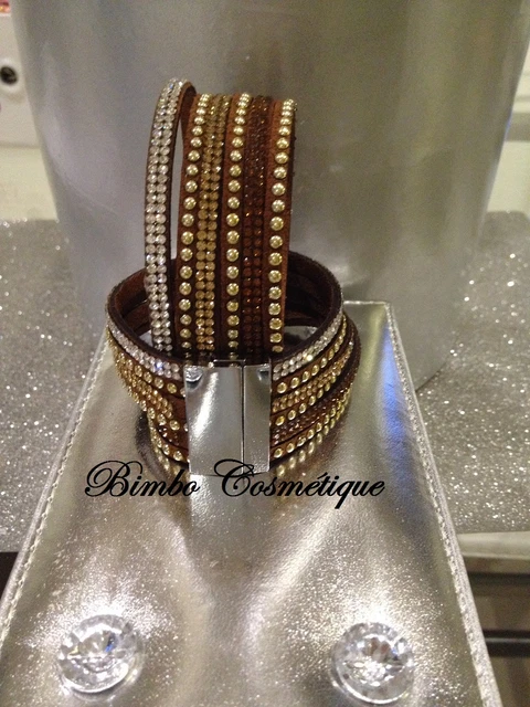 Bracelet Manchette Fantaisie Multicolore M25 Avec Strass Et Breloques - Neuf Avec étiquettes