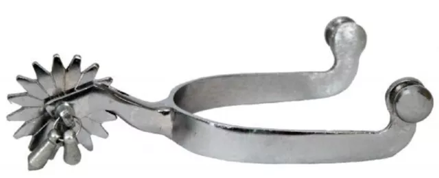 Men' size NICKEL PLATED JINGLE BOB SPURS w/ 3" Boot opening 16 Point rowel Band