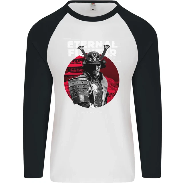Maglietta da baseball Samurai Fighter Skull MMA arti marziali miste L/S