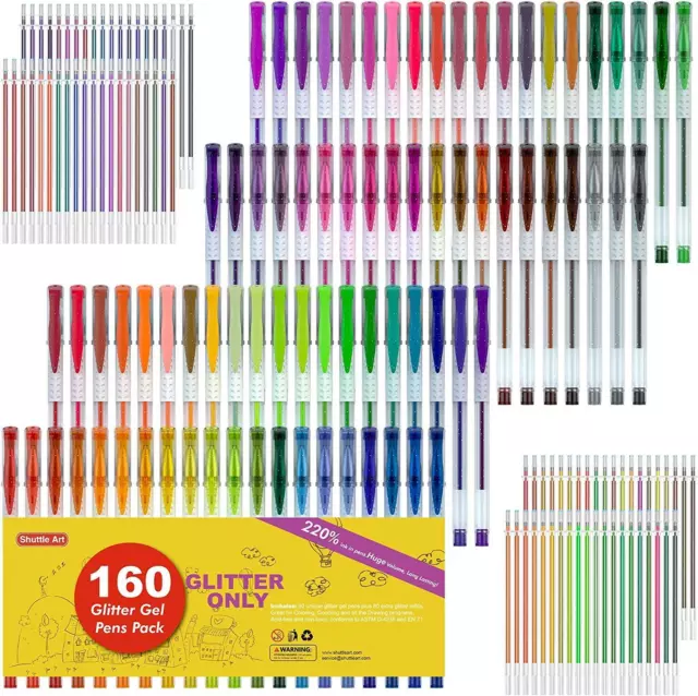 Glitter Gel Pens,Glitter Pen with Case for Adults Coloring Books,100 Pack  Artist