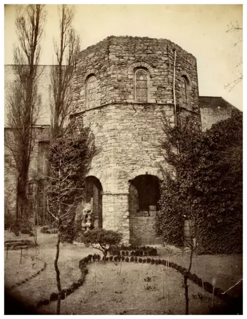 Belgique, Abbaye Saint-Bavon de Gand, cloître Vintage albumen print,  Tirage a