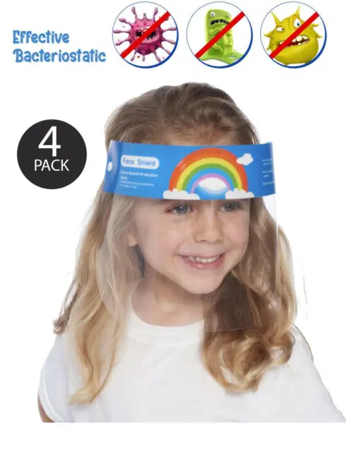 Kids Face Shield Visor Girls Boys Unisex Clear Dust-Proof Safe Cover Rainbow 4Pc