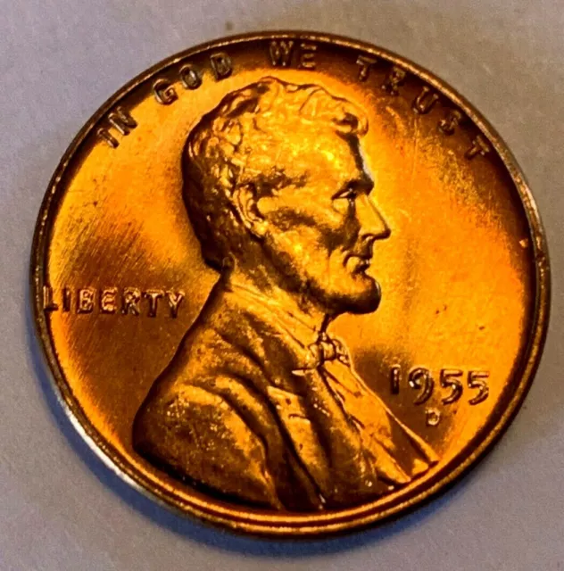 1955 D Lincoln Wheat Penny-UNC-Beautiful Red. Combined Shipping.