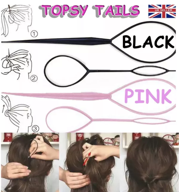 Ponytail Maker Hair Topsy Tail Magic Braid Clip Tool Band Girls Accessory UK
