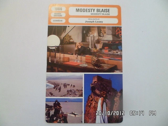 CARTE FICHE CINEMA 1966 MODESTY BLAISE Monica Vitti Terence Stamp Dirk Bogarde