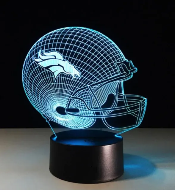 Denver Broncos 3D LED Lamp Home Decor Gift NFL FOOTBALL BLACK BASE US SHIPPING