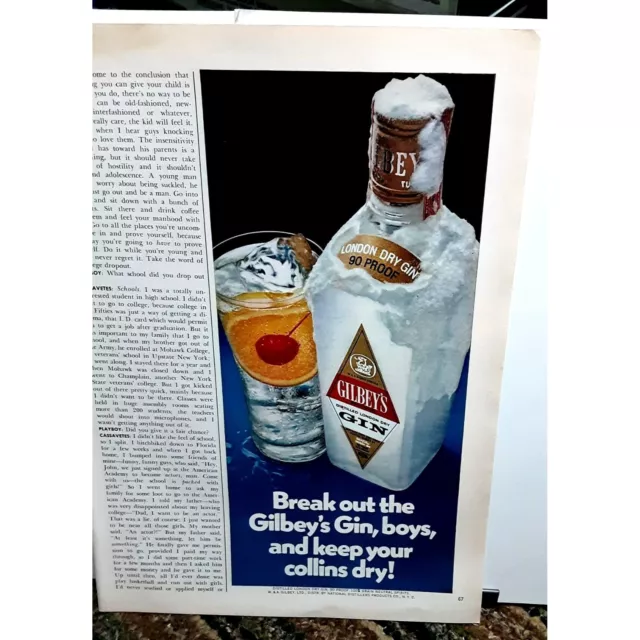 Vintage 1971 Gilbeys Gin Keep Your Collins Dry Original Ad empherma