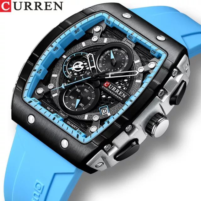 Orologio Sportivo Uomo Curren Marca Silicone Orologio da polso Cassa Grande Orologi Quarzo Maschio