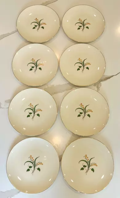 Set of 8  Vintage Edwin Knowles Dinner Plate "Forsythia" 10" Diameter USA Floral