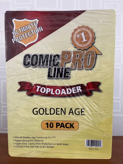 Top Loaders Comic Pro Line Golden Age Toploader Pack Of 10 New (Open Package)