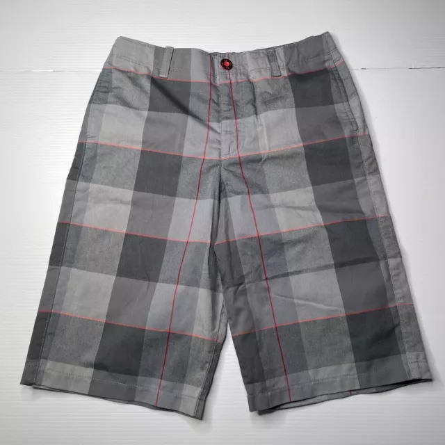 Under Armour Checkered Canvas Chino Shorts Boys Size L Grey Casual Style Fit
