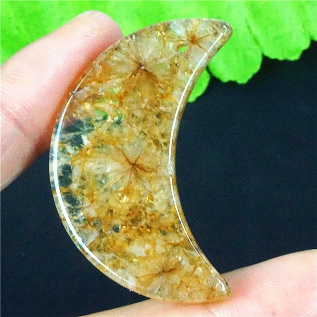 P39090 43x19x5mm Yellow/white Druzy Geode Agate Half-moon Pendant Bead