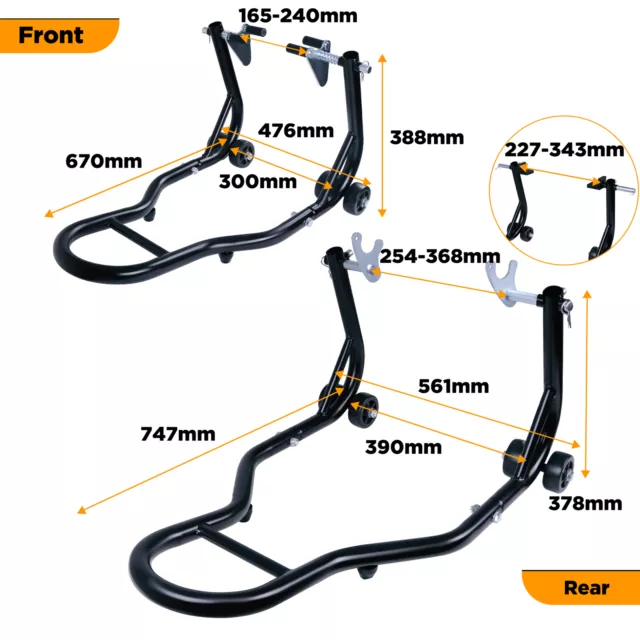 Motorrad Ständer Set vorne hinten Motorradständer Montageständer Heber 2 Stück 2