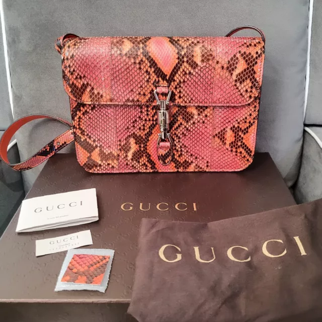 Gucci Jackie Soft Convertible Shoulder Bag Leather Piton Orange