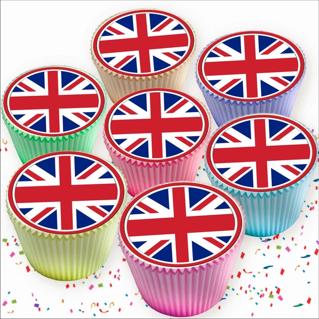 UNION JACK FLAGS Edible Cupcake Toppers Decorations £3.39 PicClick UK