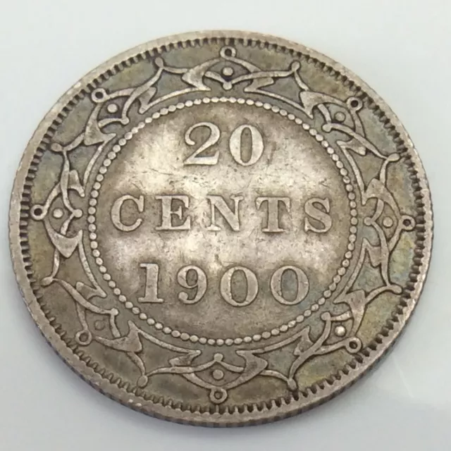 1900 Newfoundland Twenty 20 Cents Sterling Silver Canadian Circulated Coin G605