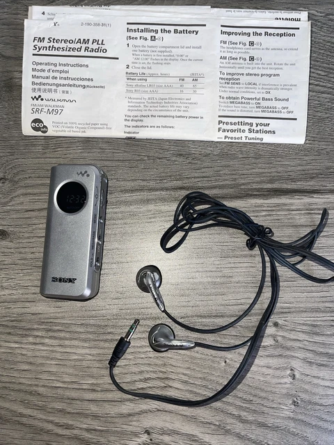 VINTAGE SONY SRF-M97 WALKMAN Small Portable Radio Tuner AM/FM Japan ...