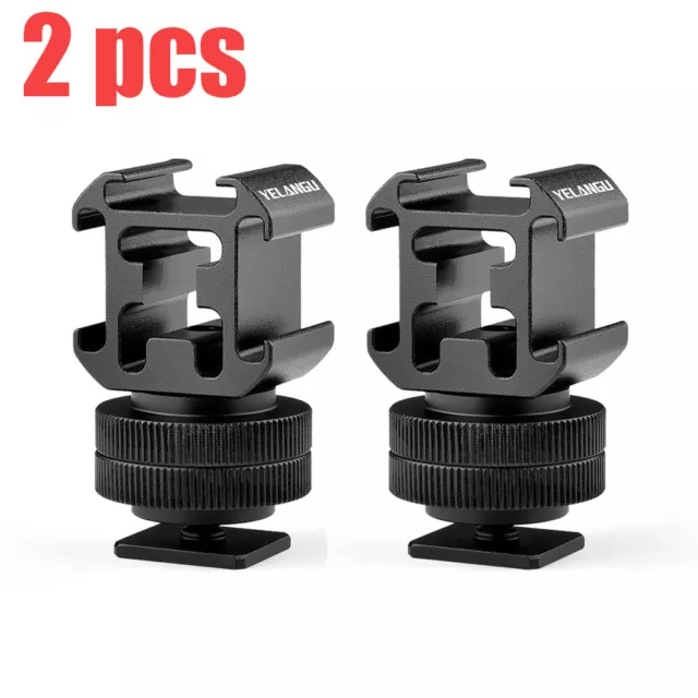 2pcs Triple Cold Shoe Mount Adapter Mount for Mic LED Video Light for DSLR