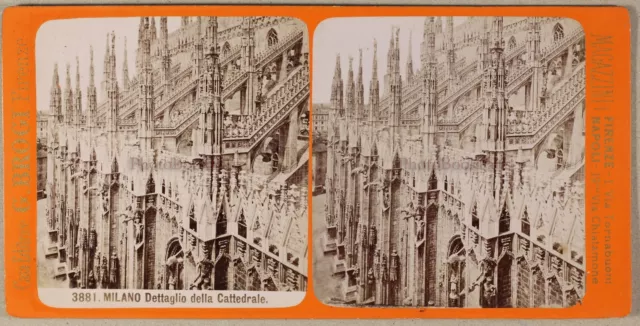 Brogi Mailand Kathedrale Foto Stereo PL55L2n2 Vintage Albumin c1880