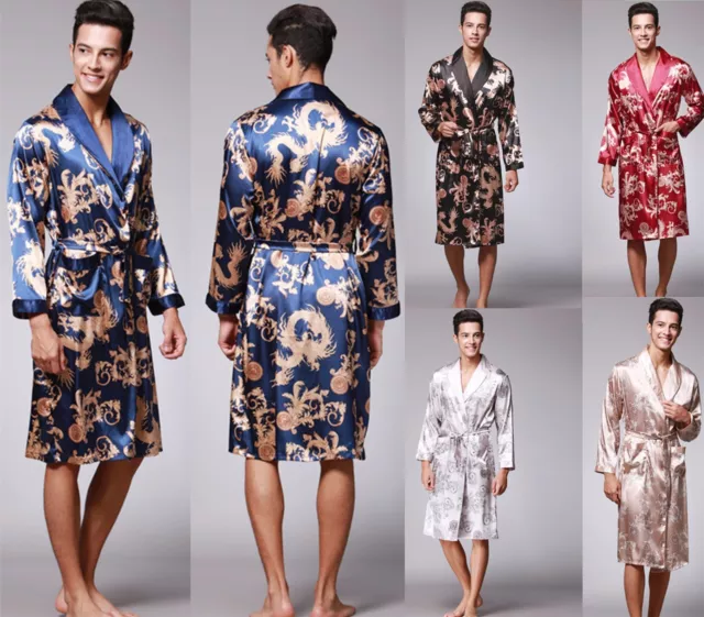 * Men's Satin Silk Bathrobe | Satin Kimono Robe For Men