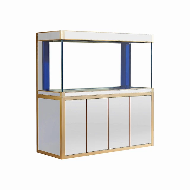 230 Gallon Fish Tank Premium Tempered Transparent Glass White with Gold Trim