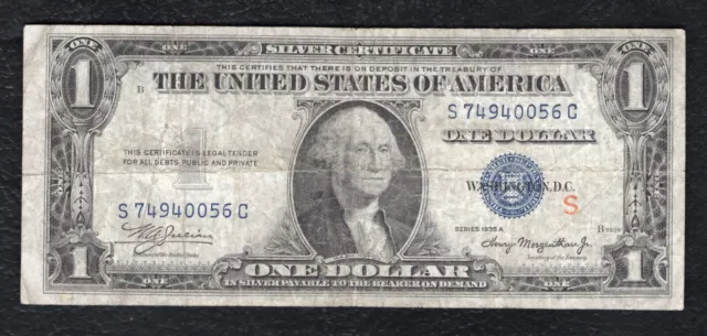 Fr. 1610 1935-A $1 One Dollar Silver Certificate Note “Experimental S” Very Fine