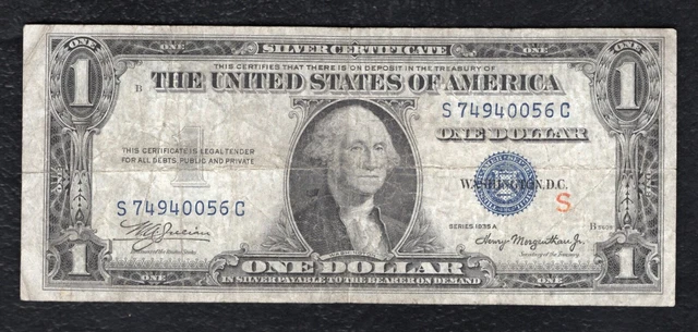 Fr. 1610 1935-A $1 One Dollar Silver Certificate Note “Experimental S” Very Fine