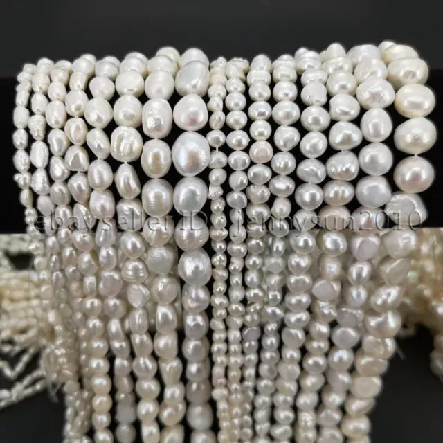 Natural Baroque White Pearl Freeform Potato Beads 14'' 4mm 6mm 8mm 9mm 10mm 12mm