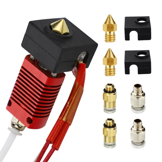 9x DIY 0.4mm MK8 Nozzle Extruder Hot End Kit for Creality Ender 3 Pro 3D Printer