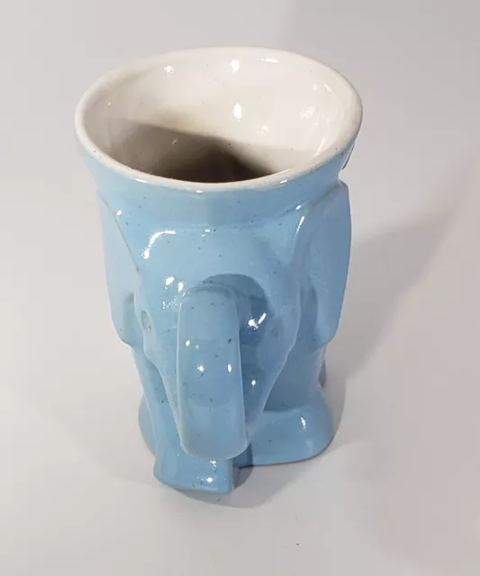 1982 Frankoma Pottery Elephant Mug Republican GOP Blue 2