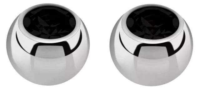 SET 2 Titan Piercing Schmuck Ersatz Verschluss Kugeln Balls 1,2x4mm mit Kristall