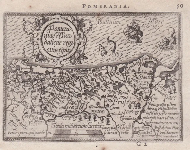 Polska Polen Poland Pommern Pomerania map Karte Ortelius Kupferstich 1588