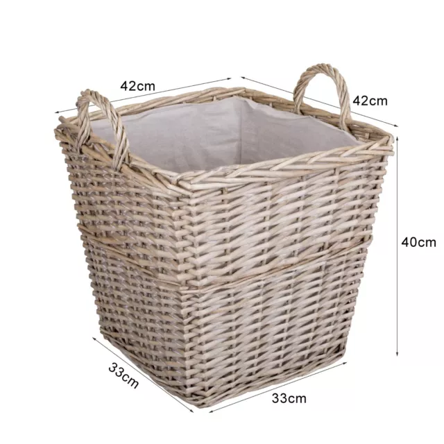 Wickerfield Square Wicker Log Basket Wicker Storage Basket with Lining