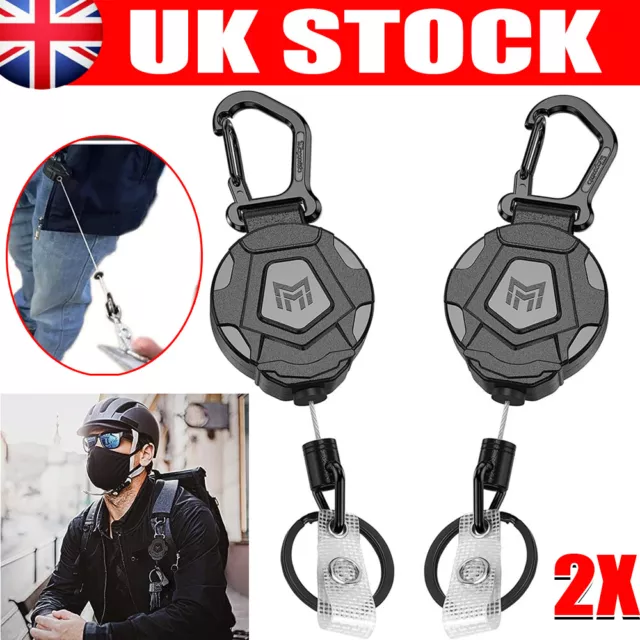 Heavy Duty Retractable Key Chain Extendable Keychain with Steel Wire Rope 2PCS