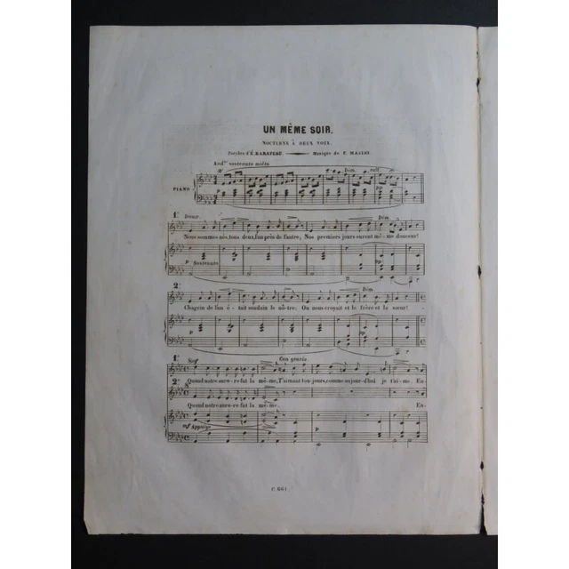 MASINI F. Un Même Soir Chant Piano 1844 3