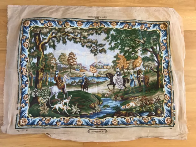 Margot Paris CHASSE LOUIS XV Tapestry canvas HUGE unstitched - RARE - FREE POST!