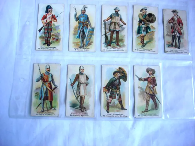 9 x COPE BROS CIGARETTE CARD'S - BRITISH WARRIORS 1912.