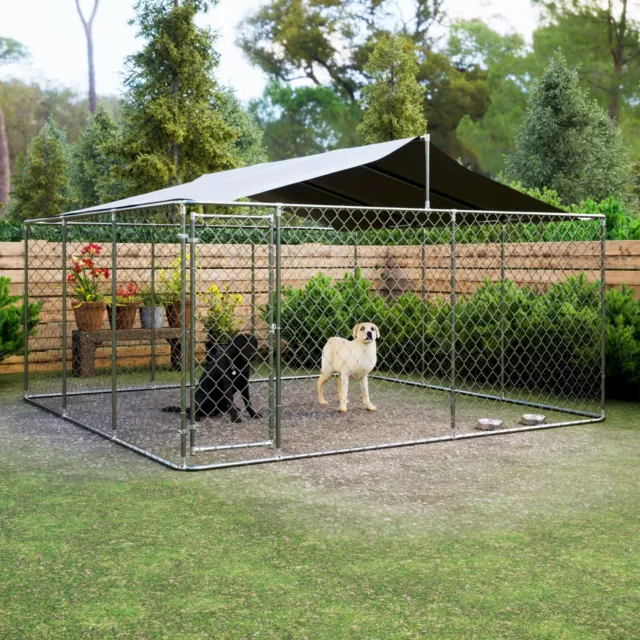 15x15ft Outdoor Pet Dog Run House Kennel Shade Cage Enclosure w/ Cover Playpen