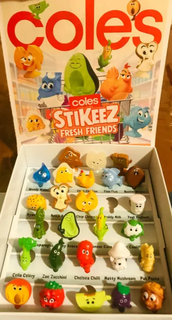 New Coles Stikeez Fresh Friends 2020 + COLES FRESH STIKEEZ  Series 1 + RARE ONES