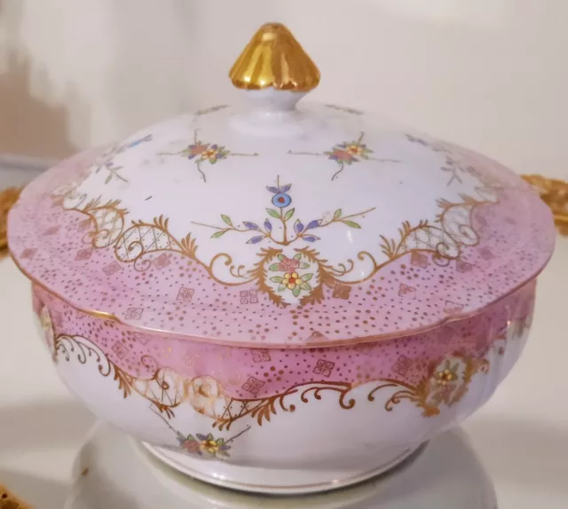 French style  Marie antoinette antique  pink gold porcelain jar with lid