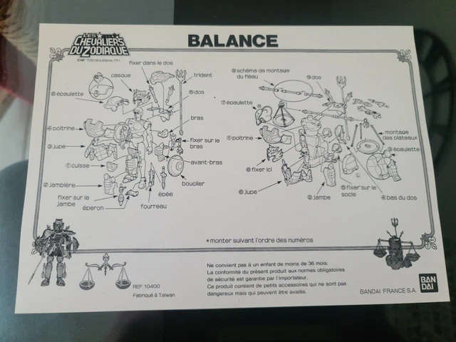 Figurine Bandai - Chevaliers Du Zodiaque Balance Or V1 - 1987, Saint Seiya