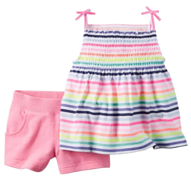 Carter's NWT 3M 6M Infant Girl 2Pc Striped Top Short Set $24