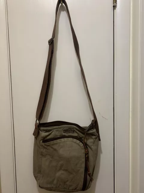 DULUTH TRADING CO Canvas Organizer Zip Crossbody Bag Purse Khaki Brown Traveler