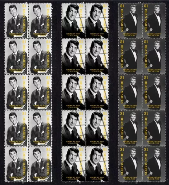 Dean Martin American Great Set Of 3 Mint Vignette Stamp Strips 1