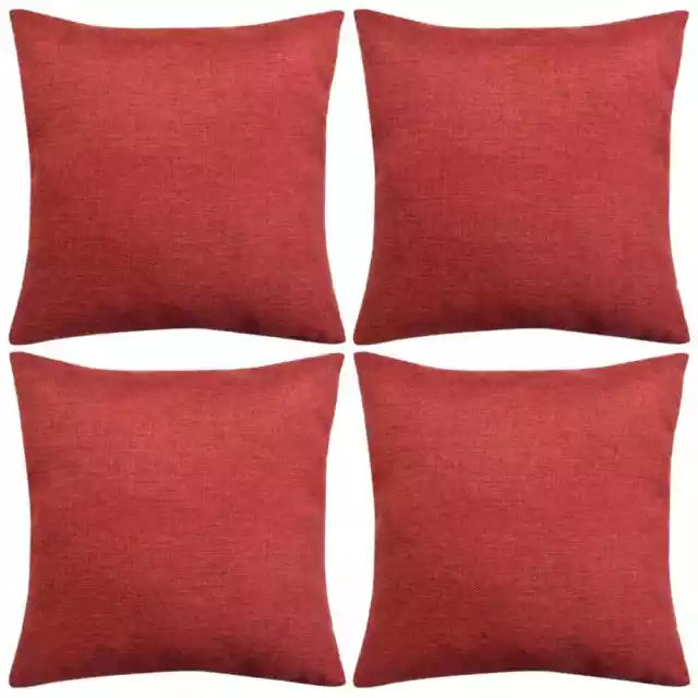 Cushion Covers 4 pcs Linen-look Burgundy 80x80 cm